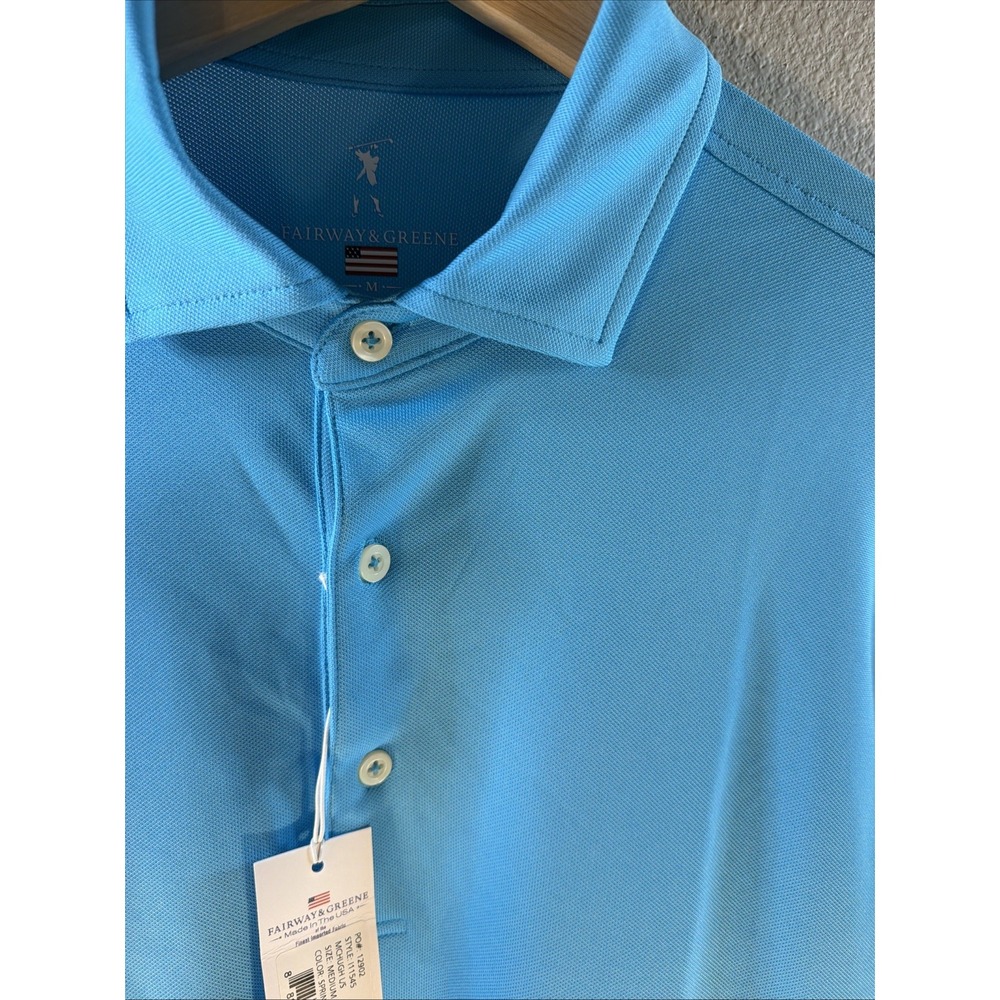 Fairway & Greene Mens McHugh Long Sleeve Golf Polo Shirt Blue NWT Medium